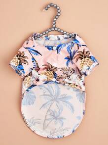Camisa hawaiana para mascotas (gato/perro) de Hawái, top de solapa delgada con botones, para primavera, verano y otoño