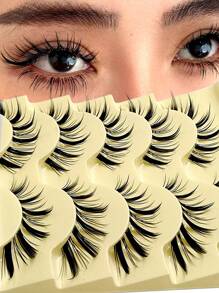 Asiteo 5 对猫眼狐狸眼漫画假睫毛眼尾加长蝴蝶漫画风格 3D 纤细自然卷翘柔软透明细带仿貂皮睫毛仿睫毛延长条睫毛、睫毛、睫毛、假睫毛