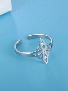 1 Pc Stainless Steel Witch Knot Ring Hollow Celtic Knot Adjustable Open Ring Elegant Fashion Irish Witchcraft Amulet Jewelry