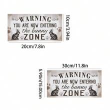 Uroczy drewniany znak dzielnicy wielkanocnych króliczków - rustykalny "Ostrzega przed wejściem do strefy królików teraz" dekoracja wisząca na drzwi, biała sylwetka królika i odciski łap, lina do domu i ogrodu wiosenna dekoracja - wiosenna dekoracja, wielkanocne prezenty dekoracyjne, wystrój domu, wystrój pokoju, dekoracja ścienna