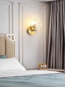 1PC Clear/Amber Color Shell Wall Sconce With Glass Body And Free Bulb, Suitable For Bedroom, Room, Living Room, Corridor Aisle, Bedside Table, Office, Cafe, Halloween, Christmas, New Year, Easter, Ramadan, Etc. Decorative Ambient Wall Sconce