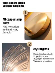 1PC Clear/Amber Color Shell Wall Sconce With Glass Body And Free Bulb, Suitable For Bedroom, Room, Living Room, Corridor Aisle, Bedside Table, Office, Cafe, Halloween, Christmas, New Year, Easter, Ramadan, Etc. Decorative Ambient Wall Sconce