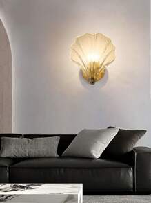 1PC Clear/Amber Color Shell Wall Sconce With Glass Body And Free Bulb, Suitable For Bedroom, Room, Living Room, Corridor Aisle, Bedside Table, Office, Cafe, Halloween, Christmas, New Year, Easter, Ramadan, Etc. Decorative Ambient Wall Sconce