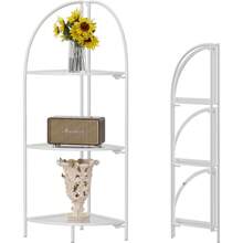 Local Shipping  Crofy Foldable 5 Tier Corner Shelf, Metal Corner Plant Stand With White Frame And Transparent Shelves, Corner Display Rack Multipurpose Shelving Unit For Living Room, Bedroom, Bathroom