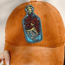 1pc Mermaid In A Bottle Sea Embroidery Patch -Ocean - Iron-On/Sew-On Clothing, Backpack And Hat Applique, DIY Fashion Accessories