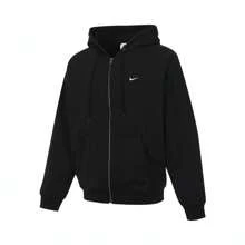 2024 男士 Nike Solo Swoosh Thermal 全拉链夹克、针织连帽毛衣 FZ1165-010 - 黑色 - 查看 1