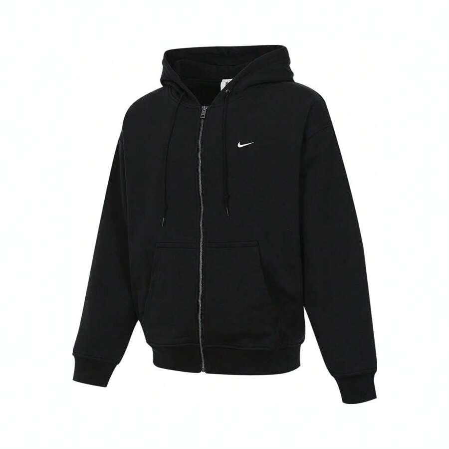 2024 男士 Nike Solo Swoosh Thermal 全拉链夹克、针织连帽毛衣 FZ1165-010 - 黑色 - 查看 1