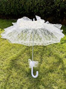 1 件装白色蕾丝阳伞茶会装饰生日派对用品复古婚礼配件伴娘礼物拍照道具 - 彩色 - 查看 6