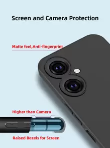 Case Compatible With Vivo - TPU Silicone Phone Cover With Soft Finish - Black Matte Waterproof Shockproof Anti-Fall Scratch Resistant - Black - View 4