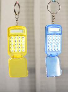 1 pieza Llavero con miniatura de calculadora de tapa abatible de moda y creativa, casual, regalo del Día de San Valentín, regalo para amigos (llave no incluida), accesorio de coche, adorno de bolso, escuela