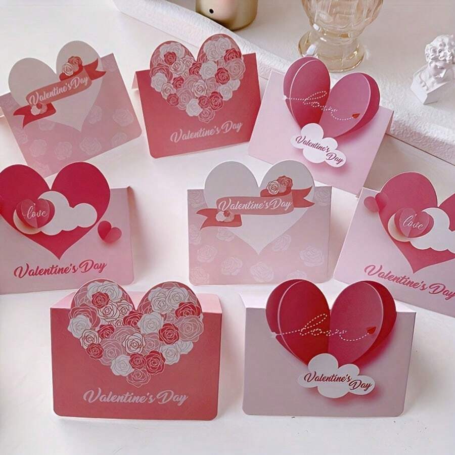 10pcs, Heart Shaped Cards, Personalized Handwritten Wishes, Suitable For Valentine's Day, Wedding, Suitable For Birthday, Florist, Wedding, Couple Gifts, Wedding Decor, Home Decor, Room Decor Party Favors Bride Graduation - Multicolor - View 1