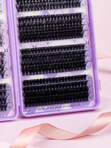 640片D型卷翘睫毛嫁接套装，30D/40D/50D睫毛簇，5-16mm混合单根睫毛，包含睫毛胶水、封层液、卸妆液、镊子，适合DIY睫毛嫁接 - 黑色 - 查看 6