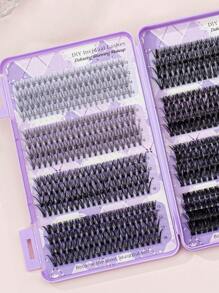 640片D型卷翘睫毛嫁接套装，30D/40D/50D睫毛簇，5-16mm混合单根睫毛，包含睫毛胶水、封层液、卸妆液、镊子，适合DIY睫毛嫁接 - 黑色 - 查看 5