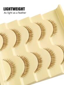 Asiteo 5 Pairs Brown Transparent Cartoon Style False Eyelashes, Lightweight And Easy To Apply, Create Natural Makeup Look, Suitable For Daily Use - 自然纖長款 - 查看 5