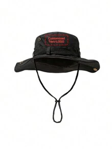 1 件定制文字/徽标带渔夫帽/速干折叠徒步渔夫帽/定制渔夫帽/个性化帽子/定制眼拉绳可调节帽子，适合日常户外穿着，徒步旅行，钓鱼，攀岩，徒步旅行 - 圖案訂製款 - 查看 20