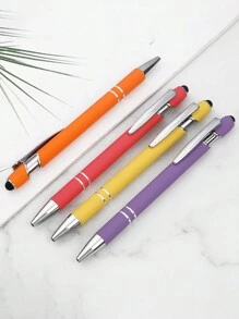 2pcs Metal Aluminum Barrel Premium Stylus Ball Point Pen With Touchscreen Rubber Tip