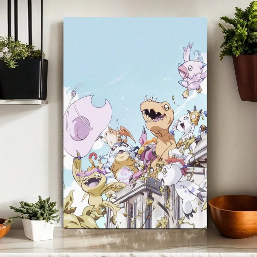 Framed Japanese Cartoon Wall Art, Action Packed Decor, Popular Anime Characters Room Deco -116