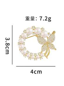 1 Pc Rhinestone Butterfly Faux Pearl Brooch, Elegant Chic Dress Accessory, Suitable For Gifts To Bestie, Girlfriend, Wife, Formal Occasions Dress Accessories Pin For Clothes Bag Charm School Office Accessories Shirts Jacket Jewelry Halloween Clothes Pin Funny Cute Teacher Gifts Costume Accessories Bag Charms Christmas