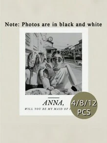 4/8/12pcs Customized Wine Bottle Waterproof Black And White Style Photo Text Stickers, Customized Party Stickers, Your Own Party Stickers, Perfect Choice For Friends, Family, Parties, And Events Cute, Adorable, Unique, Customized, For Friend, Boyfriend, Friends, For Anniversaries, For Birthdays, For Weddings, For Graduation, For Housewarming