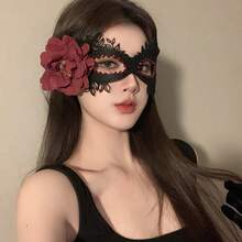 Black Floral Half Face, Masquerade Ball Eye, Fancy Dress Up Prop Prom Gala New Year Party Cosplay Night - 黑色骷髏手 - 查看 8