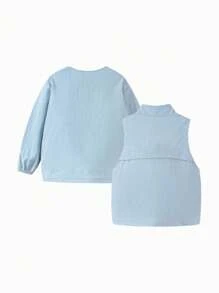 mini bala Áo vest trẻ em, áo khoác mùa xuân mềm mại và ấm áp - xám xanh - Xem 6