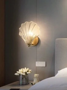 1PC Clear/Amber Color Shell Wall Sconce With Glass Body And Free Bulb, Suitable For Bedroom, Room, Living Room, Corridor Aisle, Bedside Table, Office, Cafe, Halloween, Christmas, New Year, Easter, Ramadan, Etc. Decorative Ambient Wall Sconce