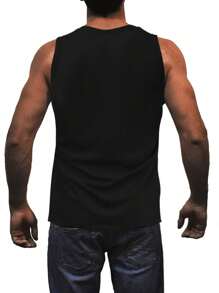 男士复古 3D 几何印花背心 - 无袖、圆领休闲夏装， - 彩色 - 查看 2