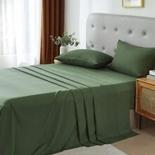 3/4 Piece Home Bed Sheet Set, Soft, Cooling, Comfortable And Breathable Bedding Set, Hotel Luxury Home Summer Bedding Sheets Twin, 1 Or 2 Pillowcases, 1 Flat Sheet And 1 Fitted Sheet,Room Decor,  Ideal Gift. - Dark Green - View 7