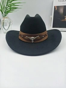Unisex Western Style Szeroki Rondo Miękki Filcowy Kapelusz, Modny Design Z Paskiem, Nadaje Się Do Aktywności Na Świeżym Powietrzu, Ochrona Przed Słońcem, Urodziny, Festiwale Muzyczne, Imprezy, Idealny Prezent