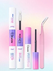 640片D型卷翘睫毛嫁接套装，30D/40D/50D睫毛簇，5-16mm混合单根睫毛，包含睫毛胶水、封层液、卸妆液、镊子，适合DIY睫毛嫁接 - 黑色 - 查看 4