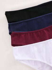 4pcs Women Solid Color Breathable Comfortable Bikini Panties - Multicolor - View 4