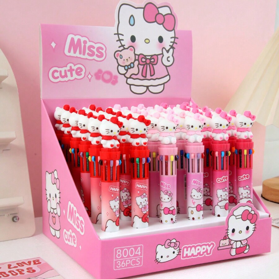 CWENDANER 10er Set Glitzer-Sand Kugelschreiber | 4-farbig Mit Cartoon-Design Für Kindergeburtstage