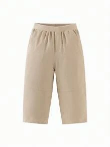 mini bala Kids' Loose-Fit Tapered Pants, Casual Outdoor Spring Wear - Camel - View 4