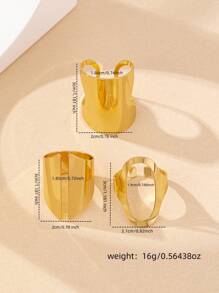 1 Set European & American Design Geometric Exaggerated Punk Style Retro Elegant Women Ring Set - Yellow Gold - View 4