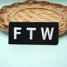 白色文字刺绣补丁和熨烫背衬可缝制 - 黑色 - 查看 2