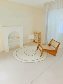 A Luxury Imitation Cashmere Round Rug, Soft And Fluffy, Suitable For Living Room And Bedroom Decoration, Non-Slip, Striped Design Rug