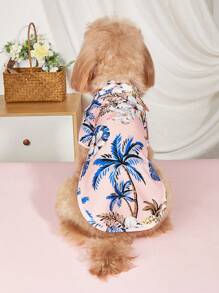 Camisa hawaiana para mascotas (gato/perro) de Hawái, top de solapa delgada con botones, para primavera, verano y otoño