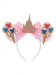 1Pc Cute Cartoon Mouse Ears, Sequin Mouse Ears Bow Headband For Women Men Princess Party&Trip Cosplay Costume Decorations Accessory - Multicolor - View 8