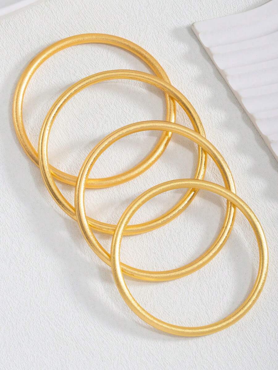 1 Pc Retro Heritage Bracelets Girls Solid Frosted Plain Ring Heritage Bracelets Exquisite Handmade Crafts Bracelets Fashion Jewelry Bracelets Exquisite Goddess Gifts - Gold - View 1