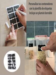 Juego de 5 Frascos para Alimentos con Tapa Hermética y Cucharas Medidoras - Transparente - Ver 8