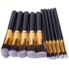 10 Pcs Professional Makeup Brushes, Makeup Set - Gold Gold - Black Gold - View 4
