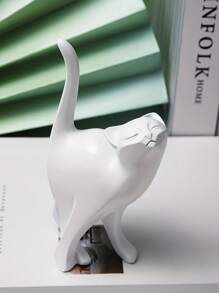 1pc创意造型猫咪情侣黑白带尾巴可爱猫咪家居客厅玄关树脂家居情侣摆件装饰decorazioni相机家居装饰