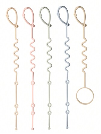 5pcs Baby Silicone Toy Straps, Anti Loss Adjustable Anti Loss Bottle Chain, Adjustable Baby Toy Holder, Suitable For Bottles, Strollers, High Chairs, And Cribs