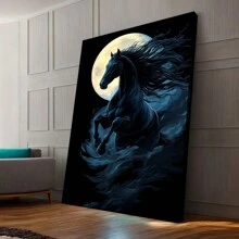 Black Horse Galloping, Large Size Wall Decor, Animal Theme Art, Living Room Office Wall Prints