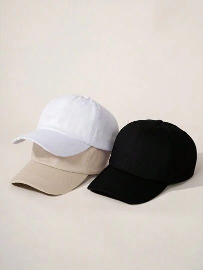 1 顶纯色棒球帽，简约、个性化、时尚、多功能、防紫外线、透气、可调节、方便、旅行、郊游，是送给朋友、家人、恋人、情人节、生日的完美礼物（帽檐：4 行或 6 行，随机）