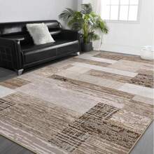 Modern Geometric Patchwork Carpet, 5x8 Cm Camel Large Rug For Living Room, Rockwood Collection Bedroom Interior Rug, Entrance Dining Room Office Throwing Rug Floor Décor - 駝色 - 查看 7