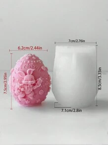 复活节兔子和鸡蛋蜡烛模具 - DIY 芳香疗法蛋形硅胶模具，用于香皂、工艺装饰和派对礼物 - 垂直耳朵兔子设计，适合复活节庆祝活动 - 白色 - 查看 12