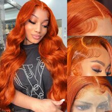 34 Inch Ginger Lace Front Wigs Human Hair Pre Plucked 350 Body Wave Glueless Wigs Human Hair For Black Women #350 Ginger Body Wave Lace Front Wigs 4/27 Colored 13x4 Human Hair Lace Front Wigs 200% Density Highlight 13x4 Human Hair Lace Front Wigs - S350 - 查看 2