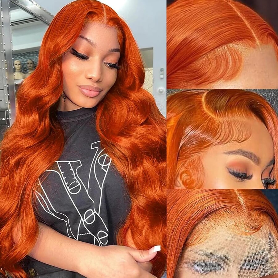 34 Inch Ginger Lace Front Wigs Human Hair Pre Plucked 350 Body Wave Glueless Wigs Human Hair For Black Women #350 Ginger Body Wave Lace Front Wigs 4/27 Colored 13x4 Human Hair Lace Front Wigs 200% Density Highlight 13x4 Human Hair Lace Front Wigs - S350 - 查看 1