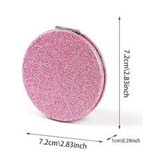 Tragbarer beidseitiger faltbarer runder Kosmetikspiegel in Taschengröße, funkelnder tragbarer faltbarer Schminkspiegel für Zuhause, Reisen, Outdoor-Gebrauch, Geschäftsgeschenk, Geburtstagsgeschenk mit 26 Buchstaben Muster